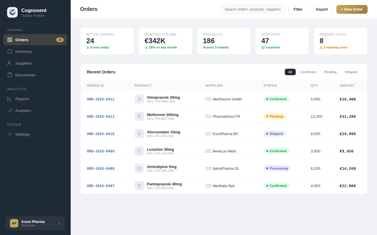 Pharma Trading Platform — live in production